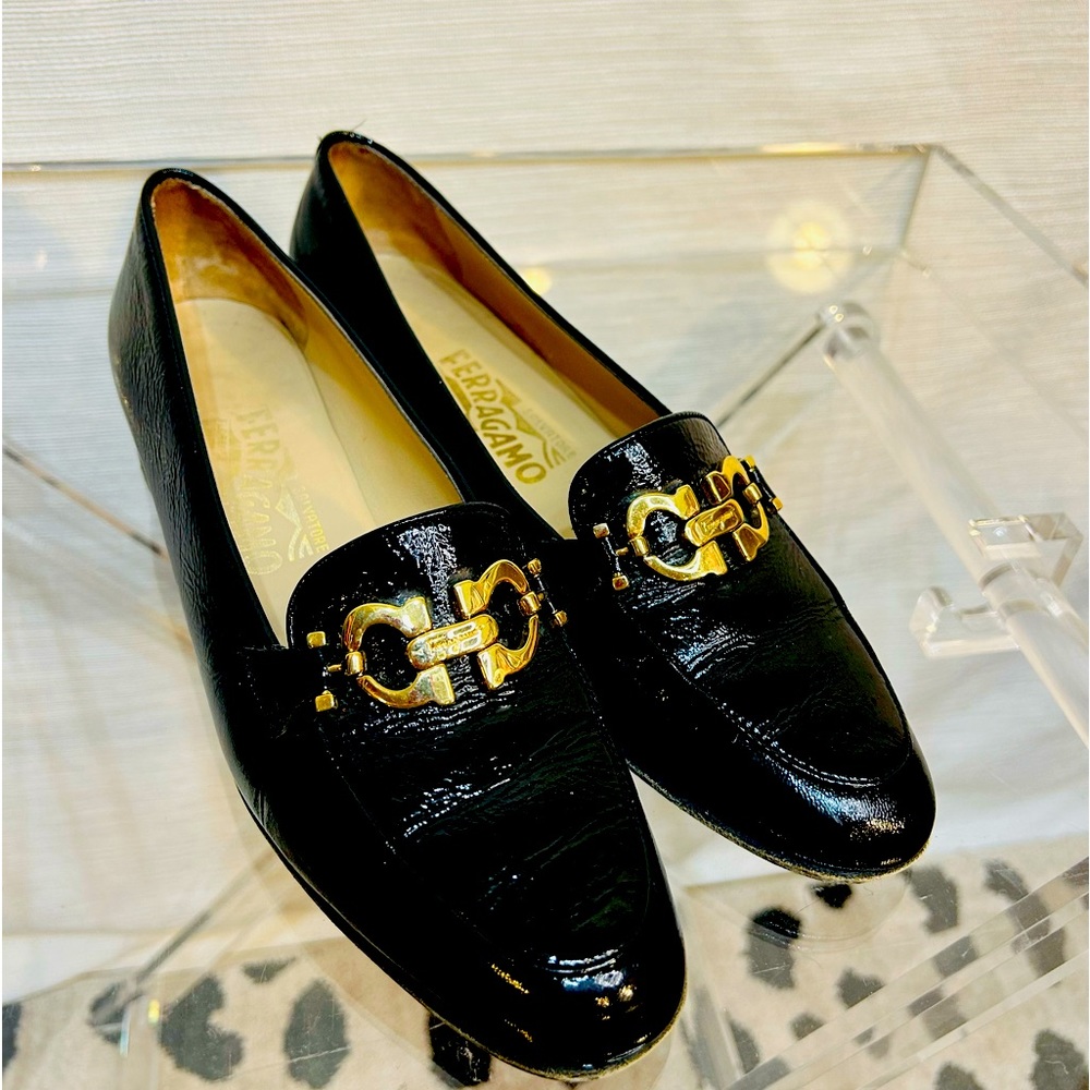 Salvatore Ferragamo Black patent loafers